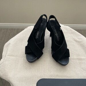 Pedro Garcia Black Suede Slingback Sandals Size 38 ( US 7.5 )